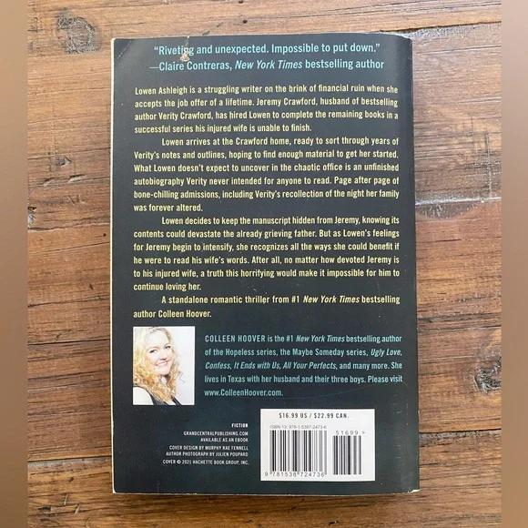 Verity by Colleen Hoover Book - Picture 2 of 5